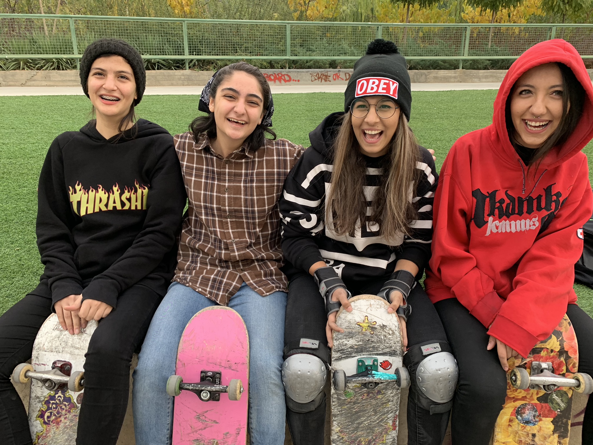 Women skateboard scene in Tehran