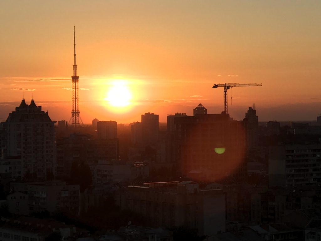 A beautiful sunset in Kyiv, Ukraine