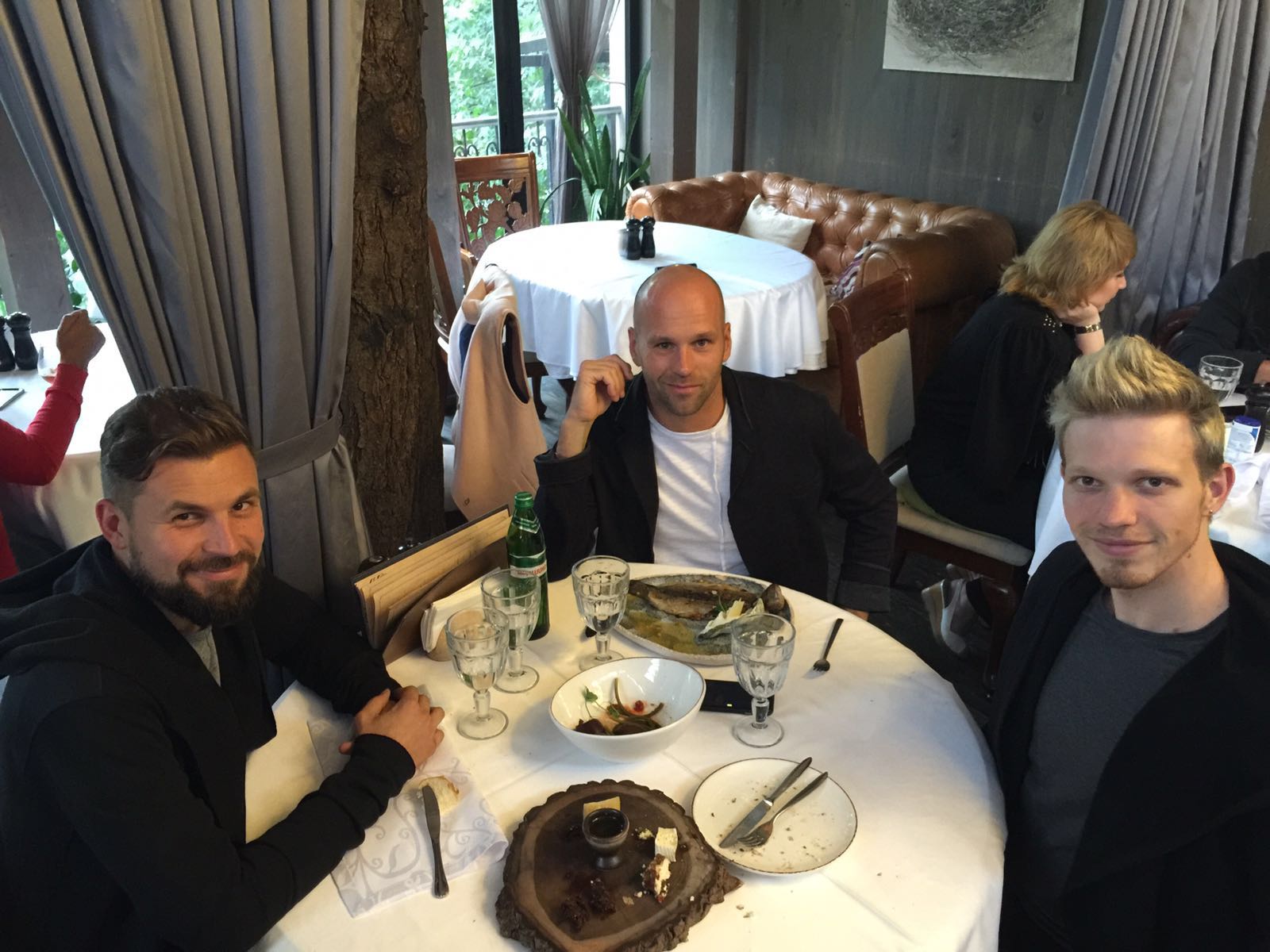 Peter Santenello, John Uke and their friend in Kyiv, Ukraine