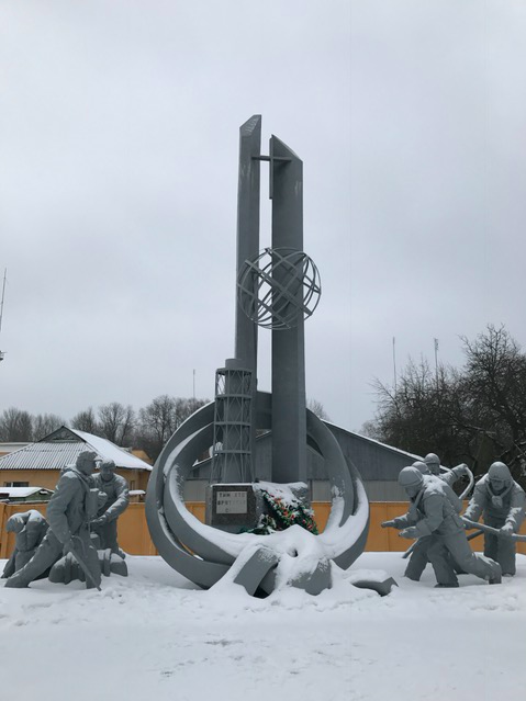 Firefighter memorial in Chernobyl, Ukraine