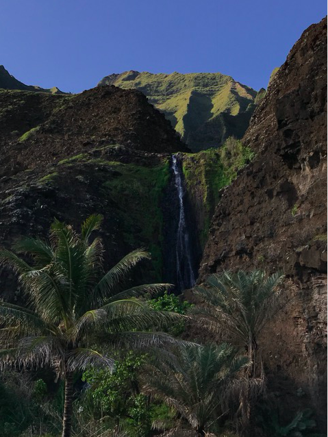 Spectacular waterfall in Kauai